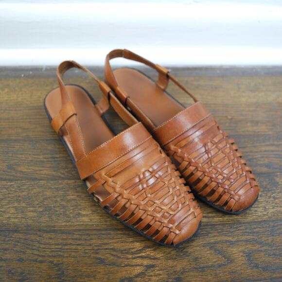 Drexlite Brynne Leather Woven Sling Back Mules Sandals - Picture 2 of 8